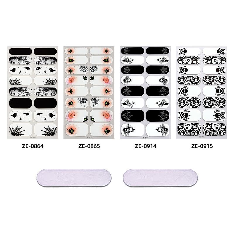 Halloween Glow-in-the-Dark Nail Wraps Set – Self-Adhesive Glitter Nail Stickers, Spooky Party DIY Manicure