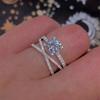 Lindon Classic Copper Alloy Zircon Ring Ladies Jewelry Wedding Promise Party Gift