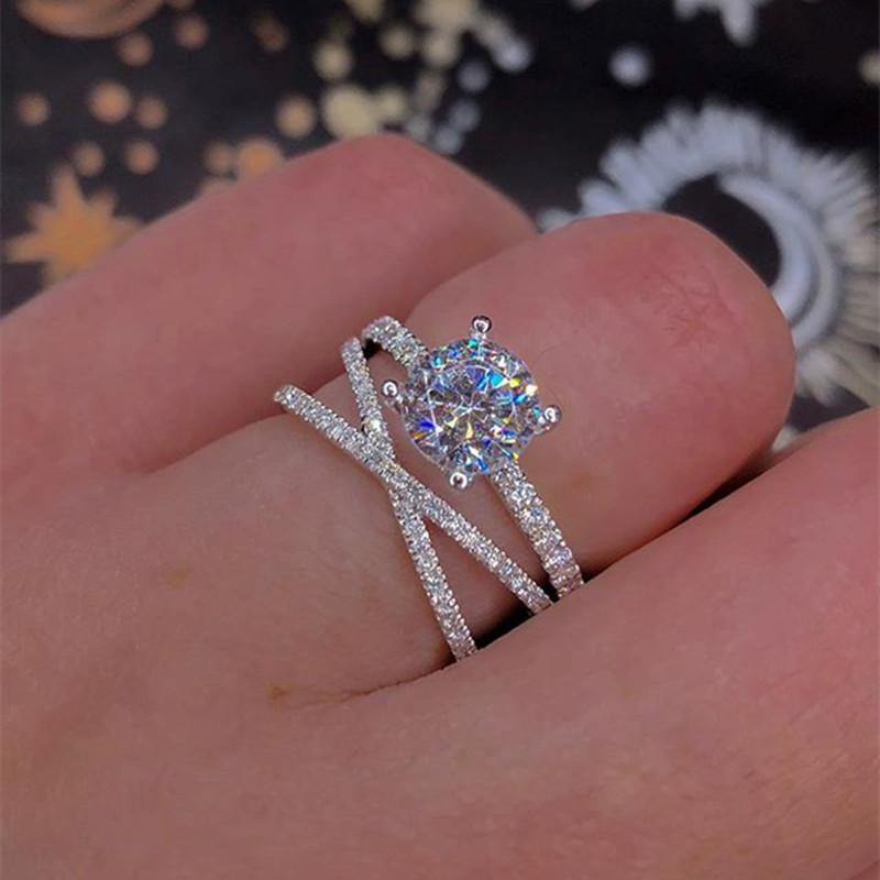 Lindon Classic Copper Alloy Zircon Ring Ladies Jewelry Wedding Promise Party Gift