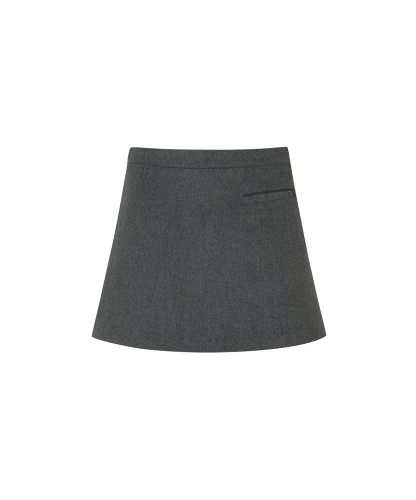 LOULOUSEOUL Butterfly Taylor Wool Skirt (Gray)