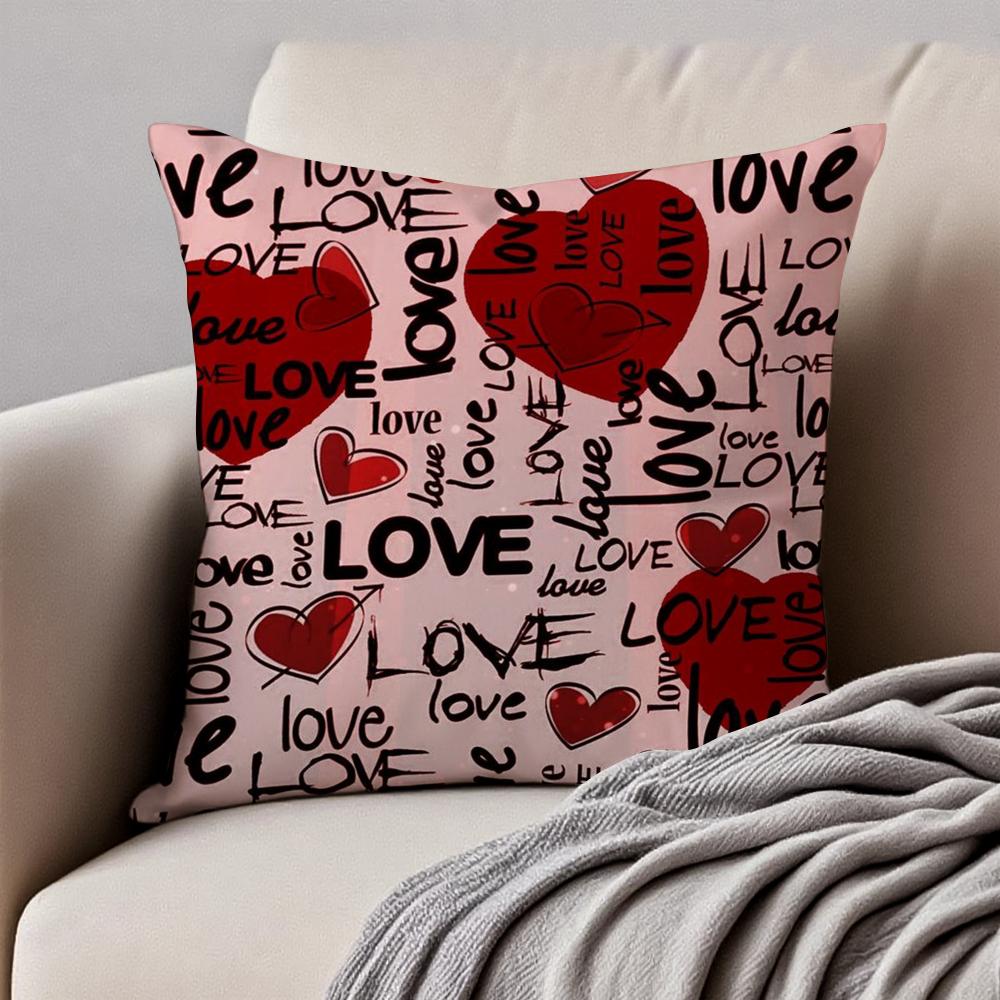 Lovely Heart Of Love My Beloved Cushion Cover Pillowcase Anti-Dustmite Invisible Zipper Short Plush Sofa Cushion
