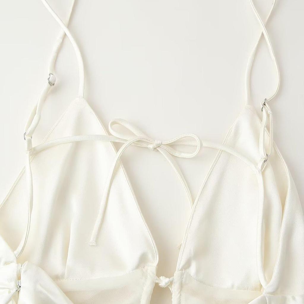 Spring/Summer 2025 European & American Sexy Hollow Silk Satin Dress for Women