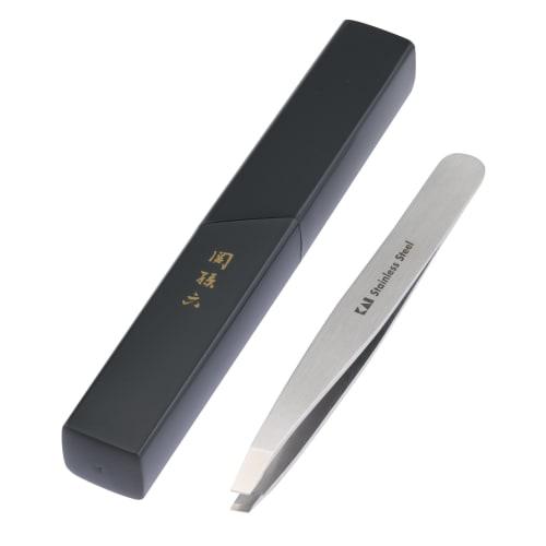 kai corporation kai seki magoroku tweezers, slanted tip, storage case included, high quality, cocoon for tweezers, made in japan hc3506