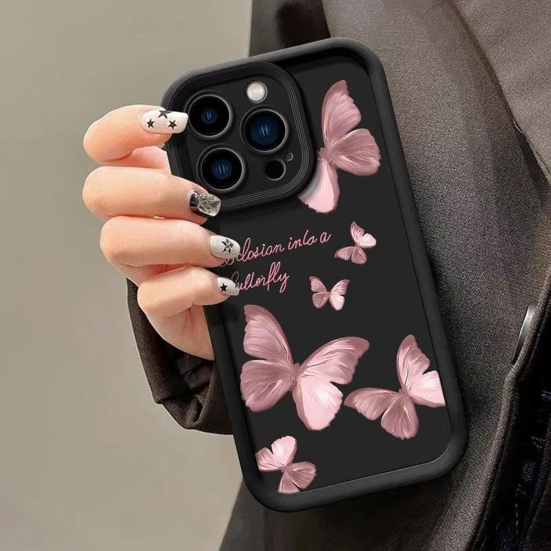 Trendy Pink Butterfly iPhone Case for Models 13 to 17