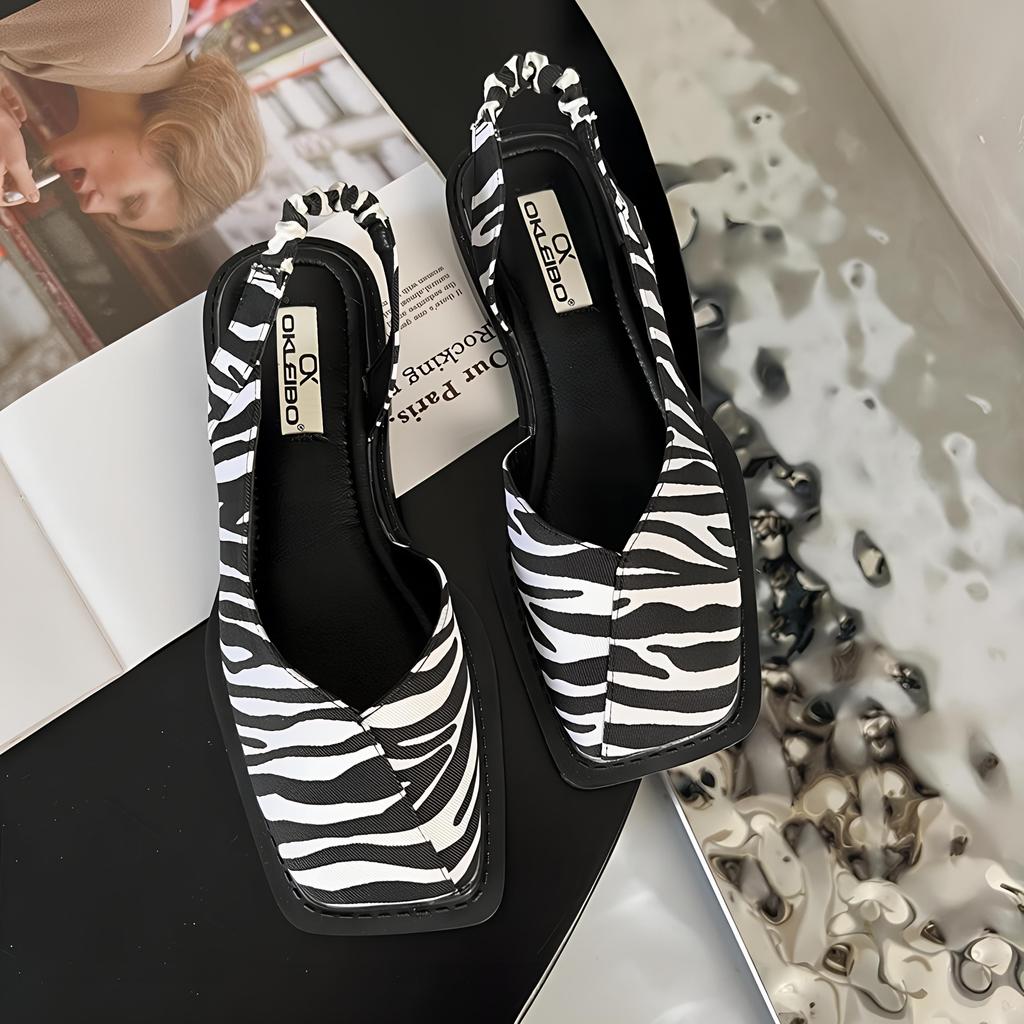 Summer Elegant Vintage Women's Shoes Casual Flat Shoes Square Toe Sandals Solid Color Sandals