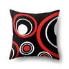 Polyester Pillow Case Car Black and Red Geometric Circle Lines Decorative Home Print Pillow Bedside Cushion Cover