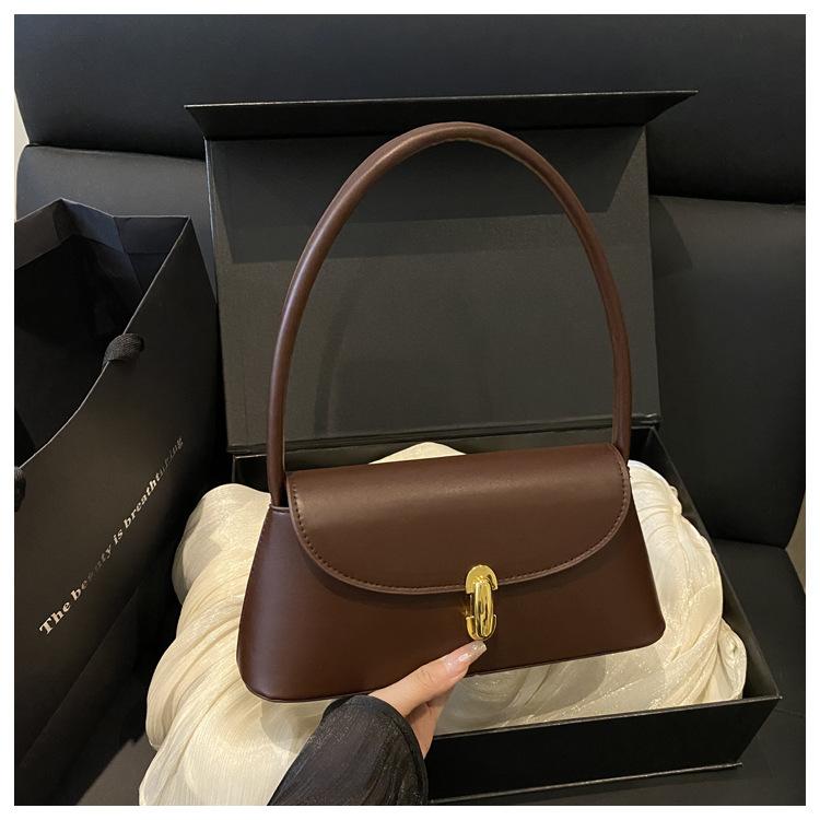 Niche Retro Simple Underarm Baguette Bag 2025 New Fashion High-end Bag Texture Versatile Shoulder Bag Tide