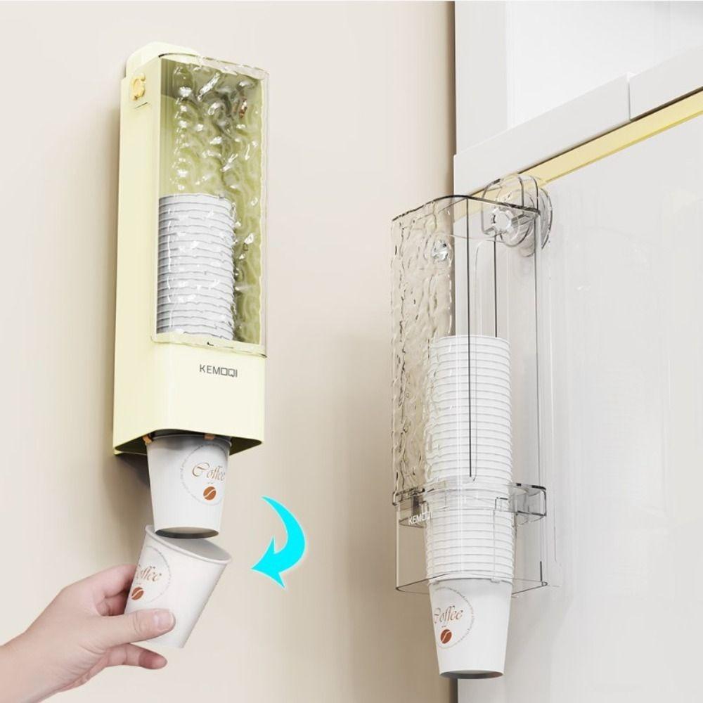 

Wall-Mounted Disposable Paper Cup Dispenser Punch-Free Suction Cup Storage Rack прозорий