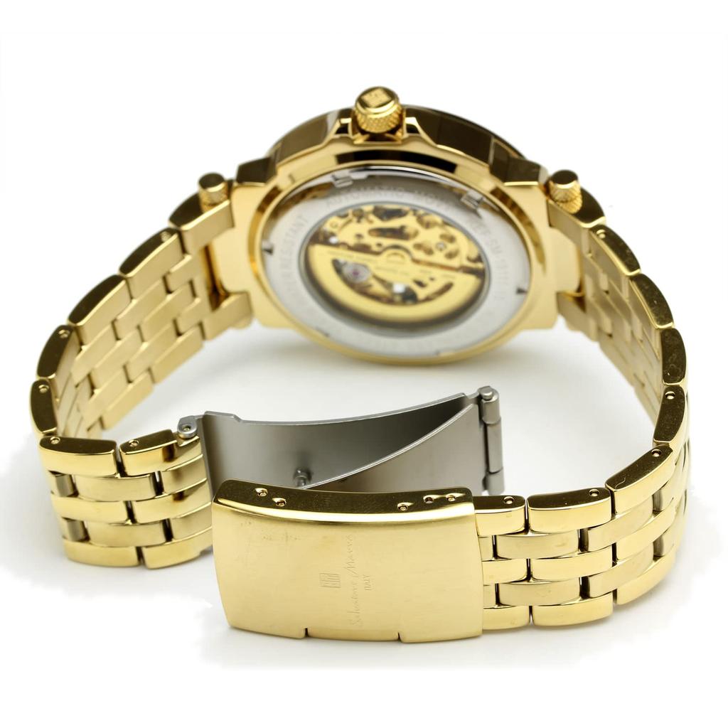 Salvatore Marra Men's Automatic Skeleton Watch, Gold, Business/Formal, SM19111SS-GDBK