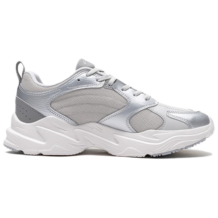 Li Ning Pulse Fashion Comfortable Shock Absorbing Non-Slip Increased Height Low-Top Dad Shoes Men sneaker Silver Gray AGCV145-2