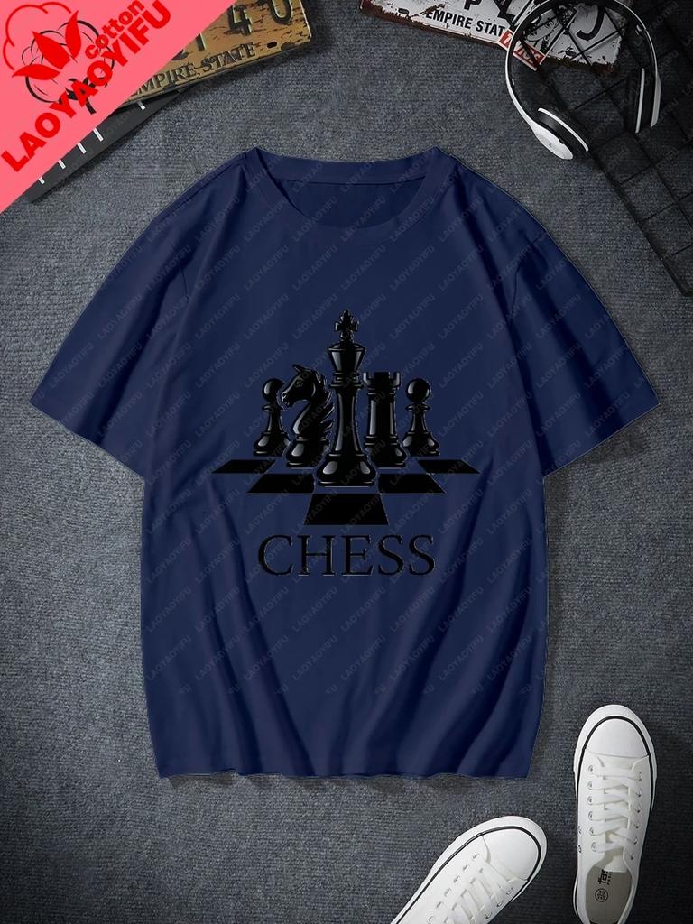 Classic Chess Fashion Printed Unisexs Tshirt Everyday Casual Street Wear Spring And Summer Unisexs Top Cotton 0 Neck Tshirt