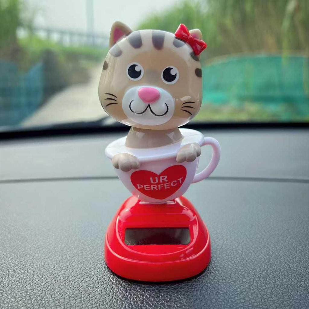 Car Dash Decorations Solar Powered Cute Figurines Car Dashboard Figurines Kitten Decorations For Automotive Interior Sedan Truck