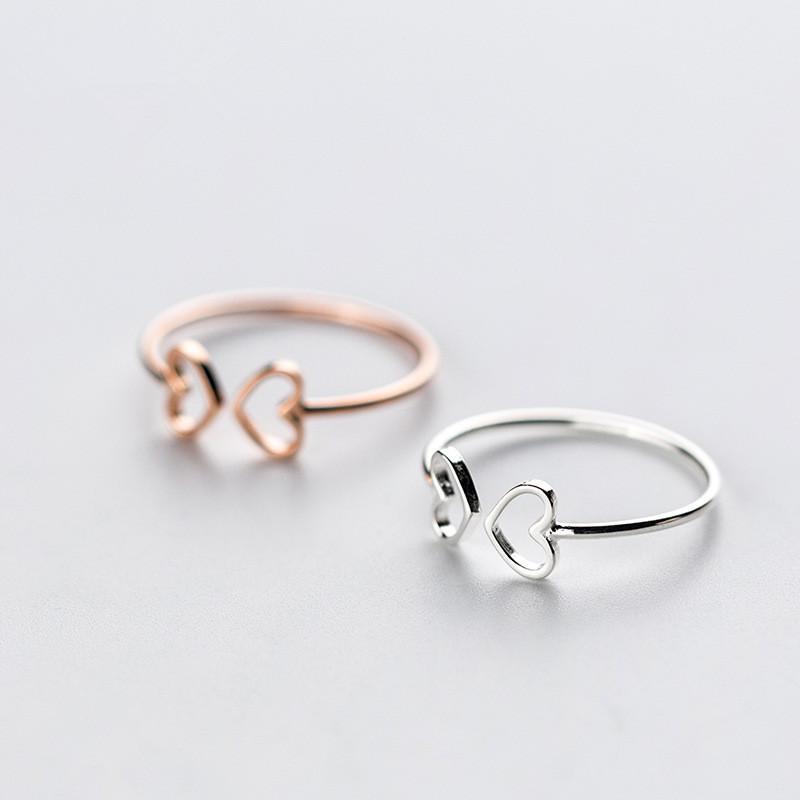 

Stylish S925 Sterling Silver Heart Ring - Unique Design for Women Adjustable Open