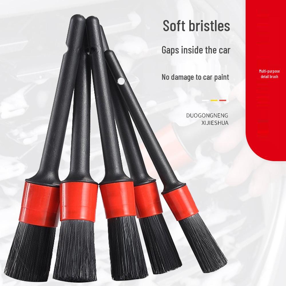Six-Piece Car Interior Detailing Brush Set with Soft Bristles for Dusting and Cleaning Gaps and Air Vents