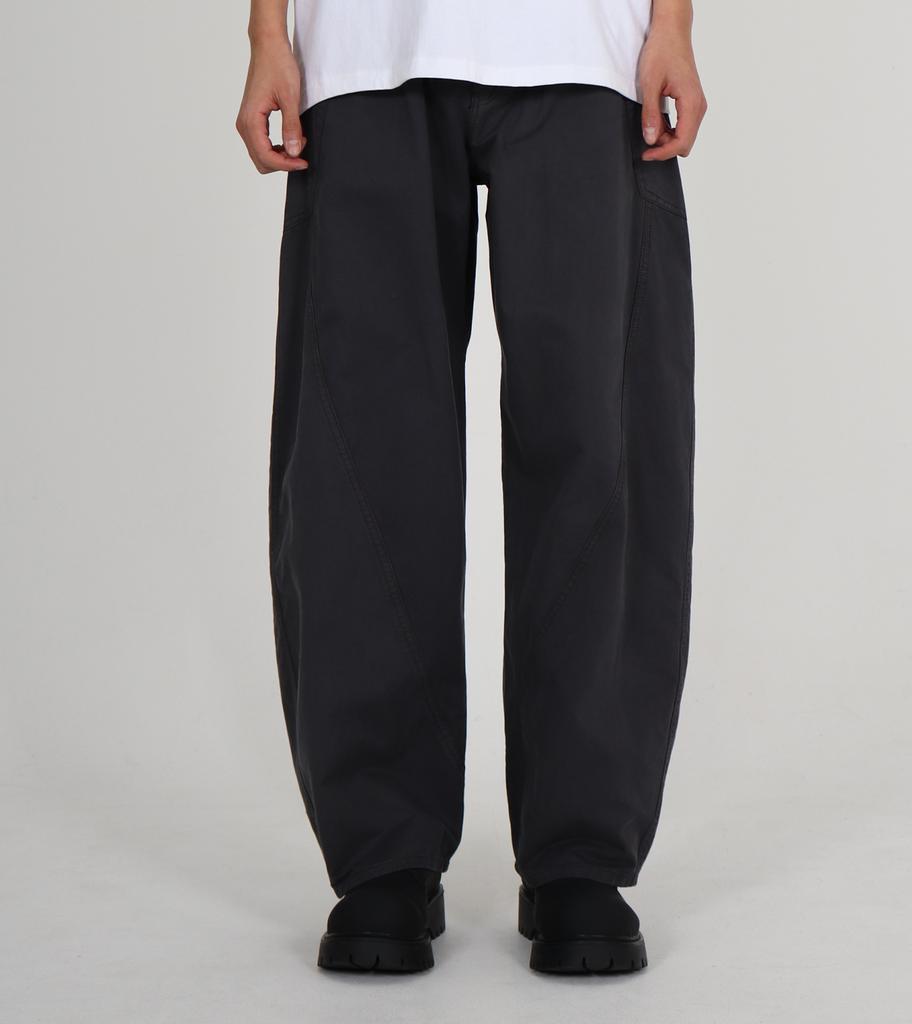 Beoteunseoul Side Big Pocket Curved Washed Cotton Pants (Dark Gray)