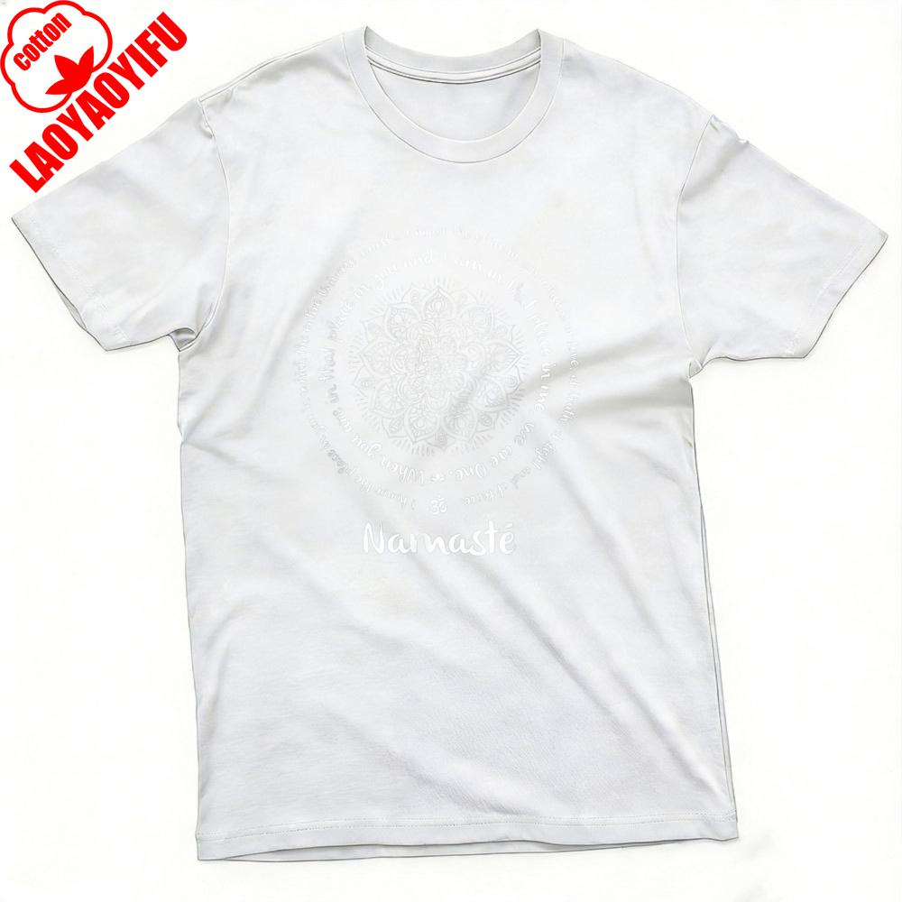 Namaste Mandala Design Summer Men TShirt Spiritual Yoga Style Unisex Casual Comfortable T Shirt High Quality Cotton Tees