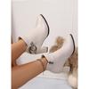 2025 Winter New Pointed British Style High-Heeled Fashion Boots Thick Heel Plus-Size Metal Buckle Boots Women