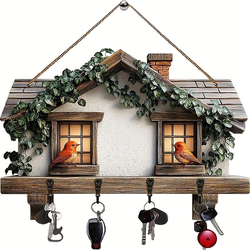 

1 PCS 2D Wooden Hanging Decoration Cozy Birdsong Floral Cottage Wooden Sign Simple Key Hangers Wall Art Wall Decor Porch Gifts