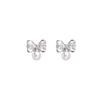 Summer Small Bow Pearl Stud Earrings for Women with Luxurious Zirconia Fashionable and Elegant Ear Jewelry
