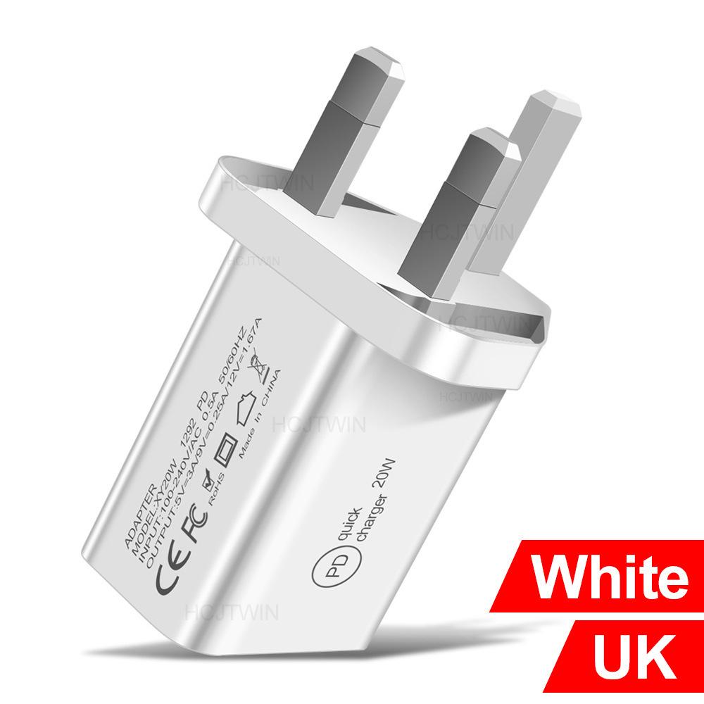 20W PD Fast Charger for Mobile Phones - Travel Adapter with EU/US/UK Plugs
