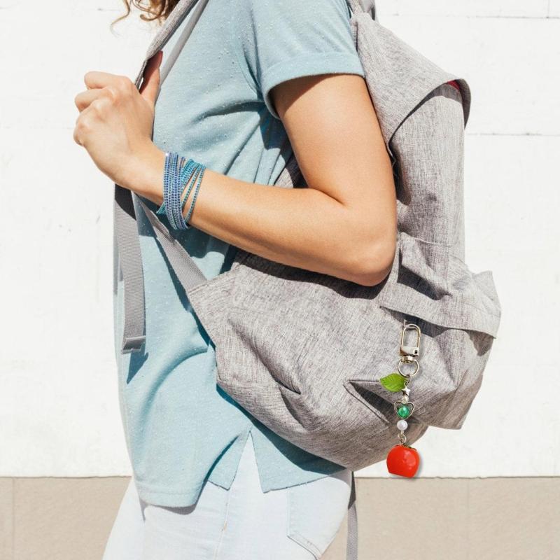 Unique Handmade Tomato Keychain Charm Pendant with Leaf Detail Portable Accessory for Girls Bag Decoration Daily Use