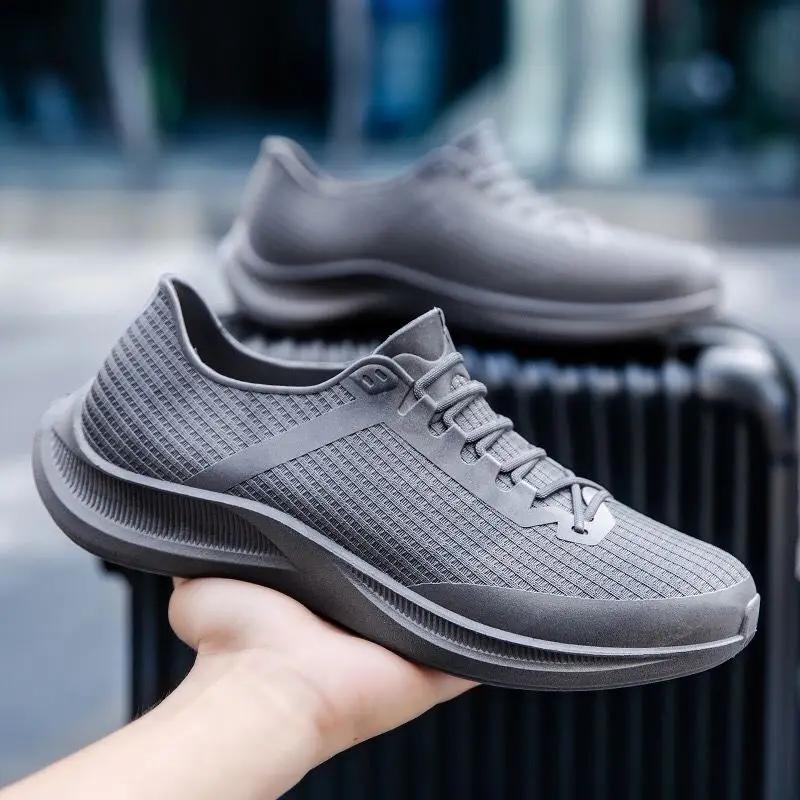 Wear-resistant Rain Boots for Men Loafers Non-slip Man Shoes Low-heel New Cheap Wellies Without Lacing Fashion Pvc Waterproof