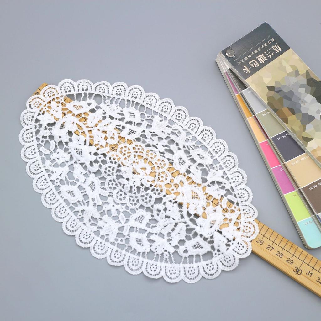 Milk Silk Oval Flower Lace Tablecloth Hollow Embroidery Ornament Decoration European Coffee Table Vase Cushion