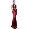 Premium Luxury Dinner Red Neck Sequin Dress Deep Sexy Halter Dress Hip Wrap Dress