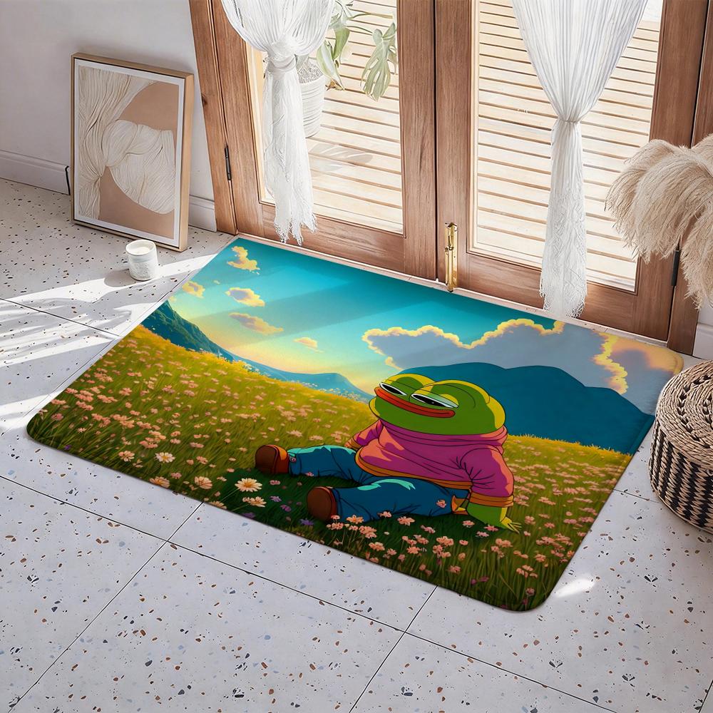 P Pepe The Frog Floor Mat Eco Flannel Doormat Non Slip Odorless Indoor Floor Rug Soft Short Plush Home Mat