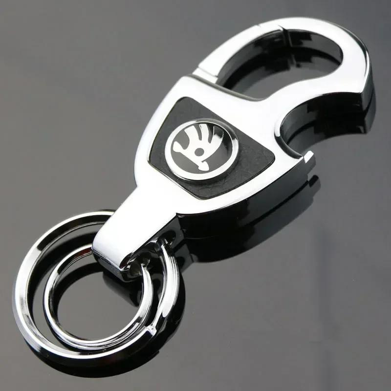 CAPR9 Car Logo Keychain Keyring for Skoda Fabia Superb 2 Kodiak Octavia A7 A4 Rapid Spaceback Kodiaq 1 Yeti Karoq Kamiq Key Ring Chain