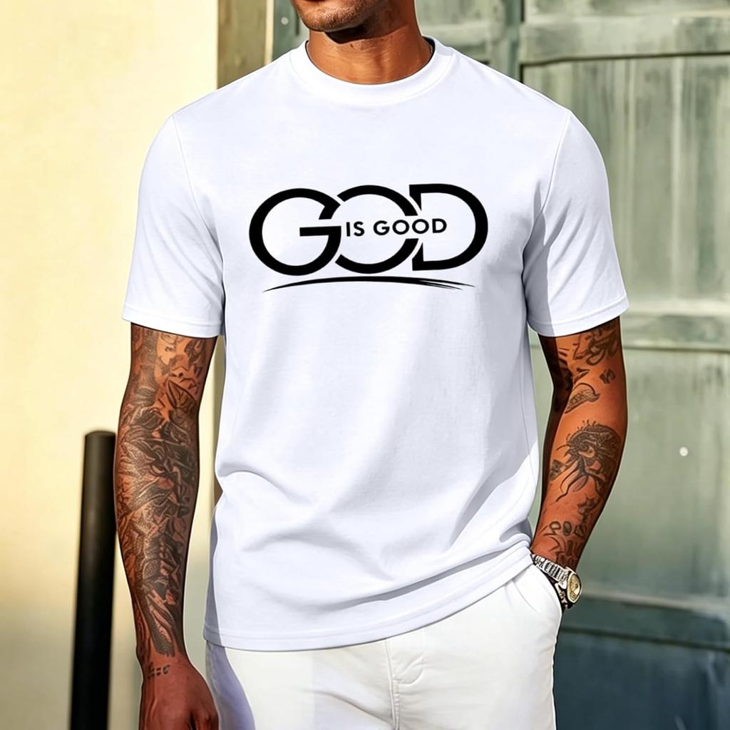 God is Good Christian Shirts for Men Jesus Graphic Faith Shirt Religious Inspirational Tees Bible Verse Tops