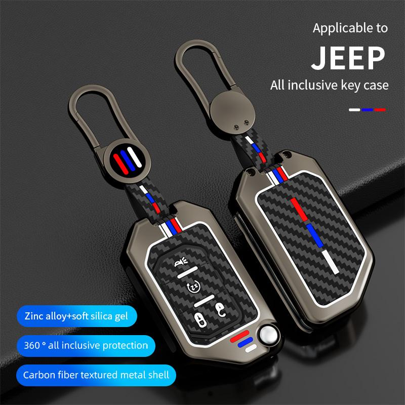 Zinc Alloy Car Key Case Cover Shell Fob for 2018 2019 Jeep Wrangler JL JLU Rubicon 2020 2025 Jeep Gladiator JT Sahara JLU