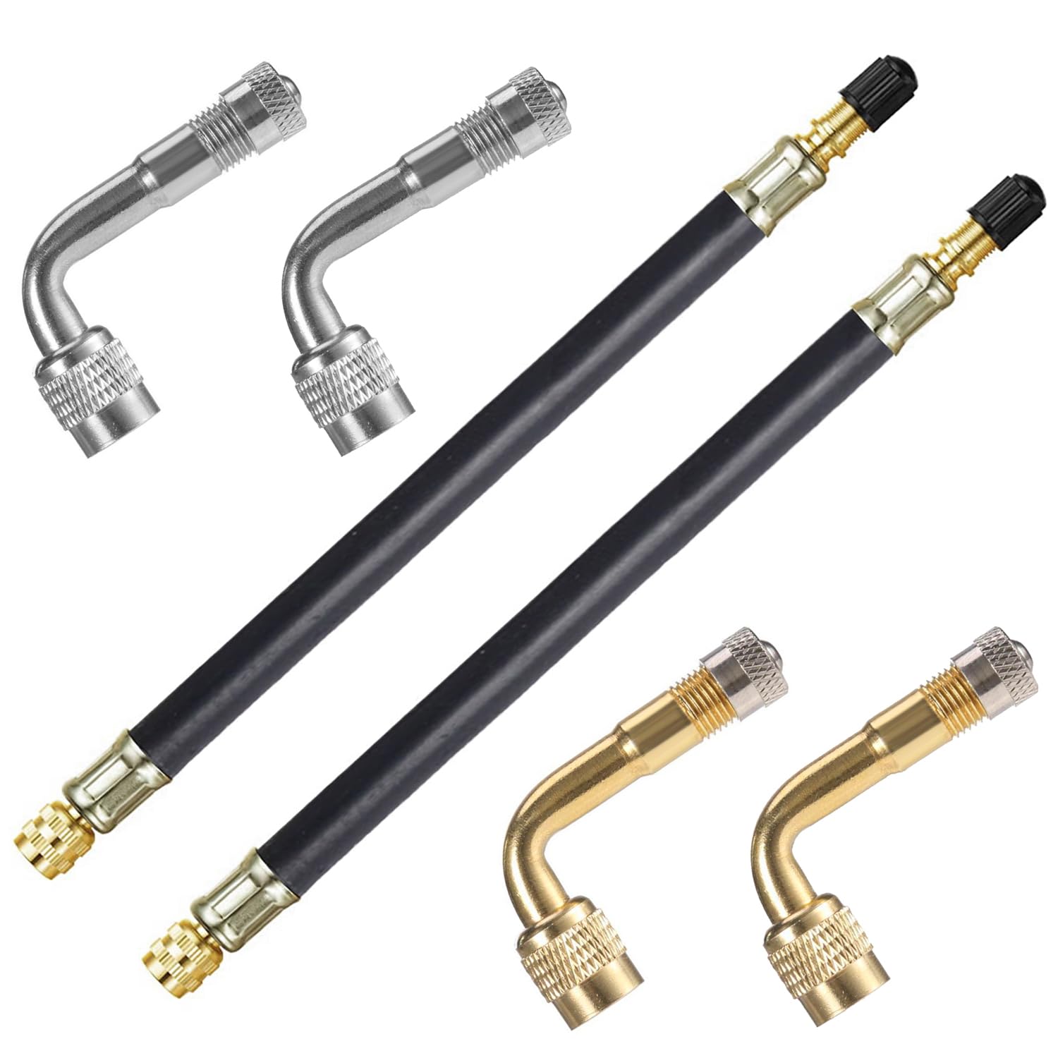 

Kimlonton 4 Pcs Motorcycle Air Valve, 90° Extension, L-Shaped Air Valve, For Moped Bikes, серебряный