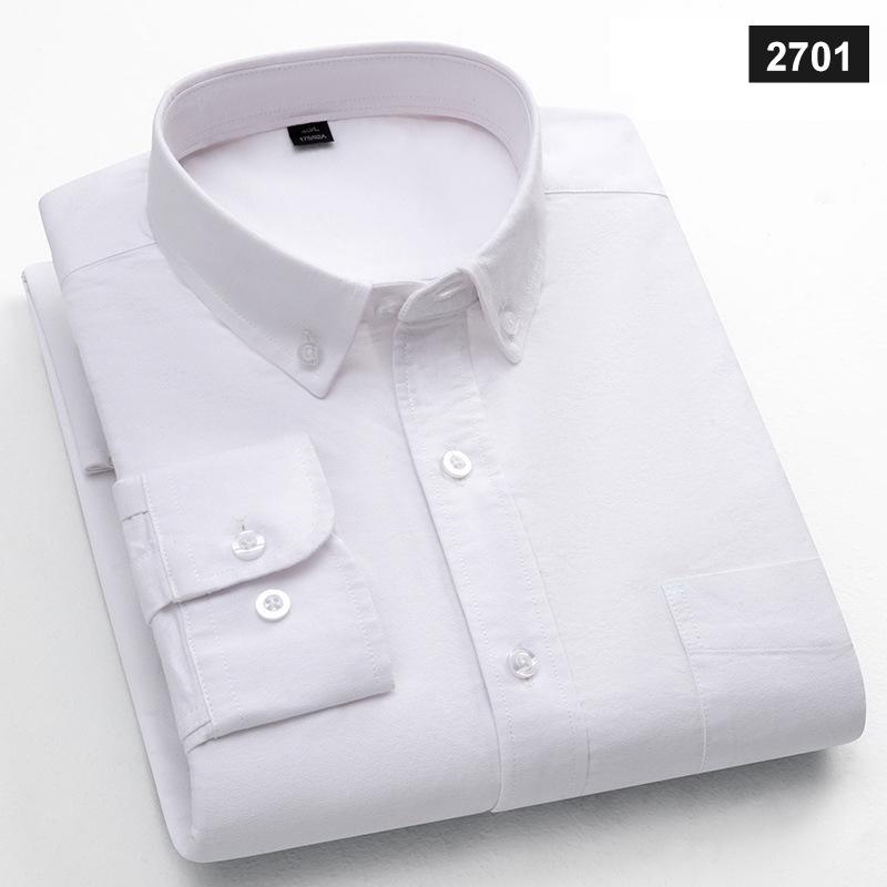 

Класична посадка Модна бавовняна сорочка з довгим рукавом для чоловіків Одна кишеня Приталений крій Повсякденний топ М який Оксфорд Однотонний Офісний одяг M