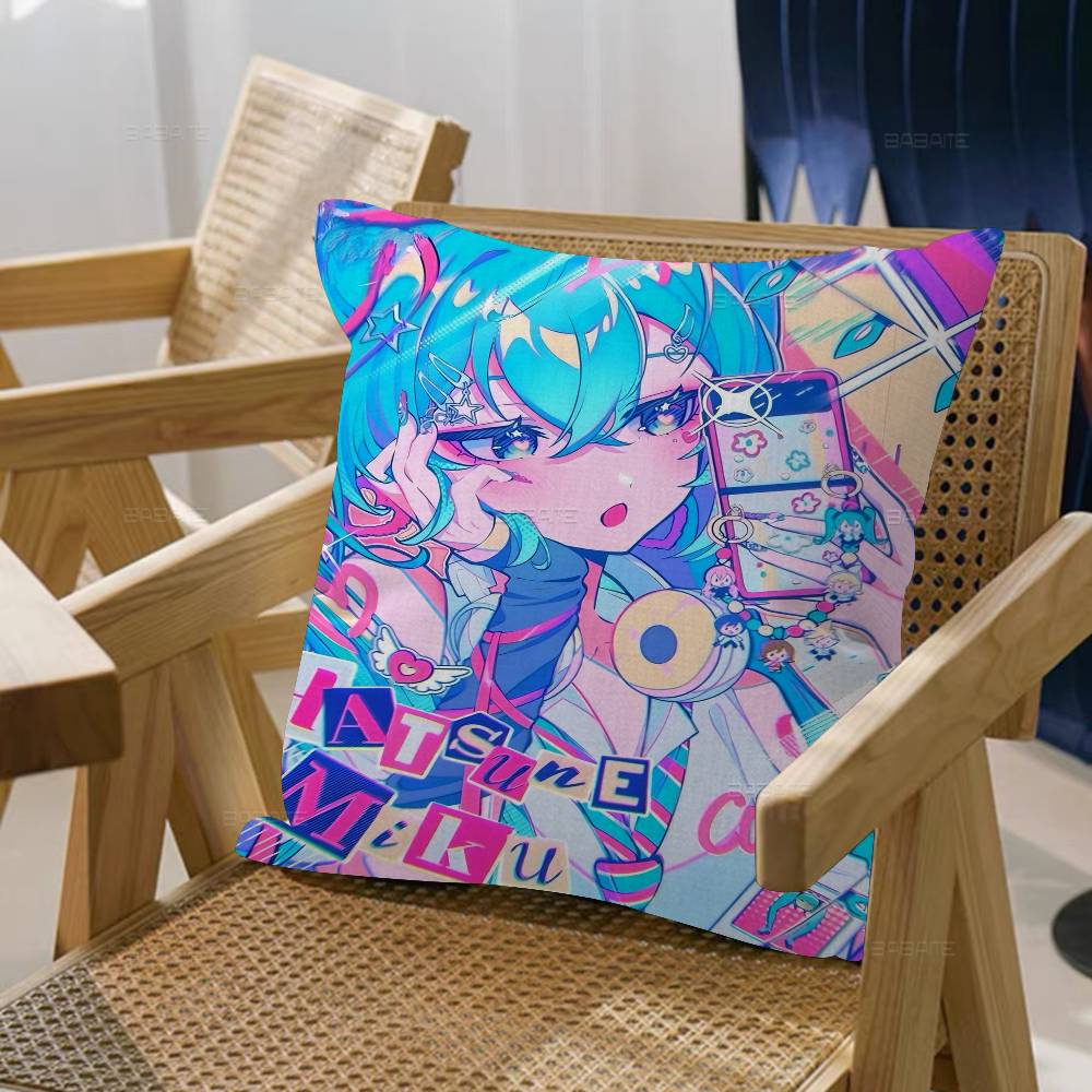 H-Hatsunes Role Anime M-Miku Pillow Cover Sofa Cushion Cover Home Room Decoration Children Gift