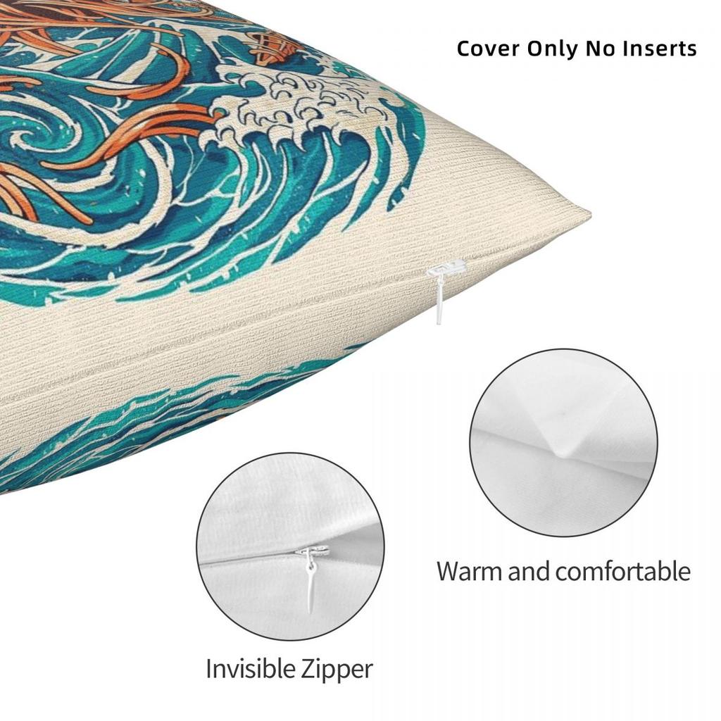 Dark Great Ramen Off Kanagawa Hokusai Pillowcase Polyester Linen Velvet Pattern Zip Decor Throw Pillow Case Room Cushion Cover