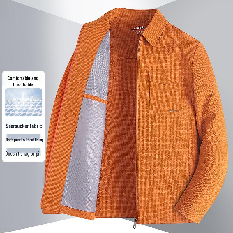 High-End Spring Business Casual Jacket - Turn-Down Collar, Zipper, Lightweight Executive Workwear