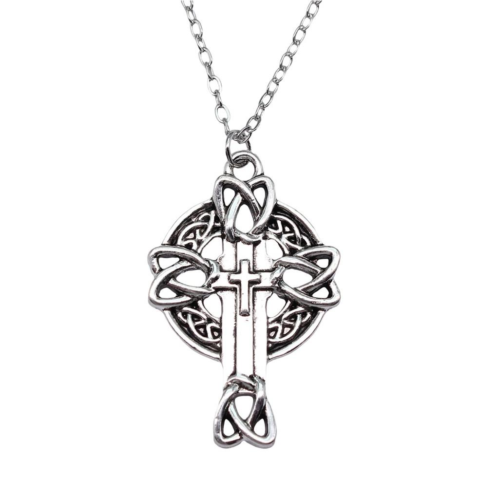 Pray Amulet Charm Necklace Cross Pendant Vintage Halloween Witchy Jewelry 43cm Chain
