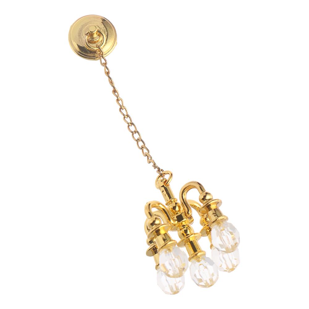 Scale 112 Fashion Vintage Chandelier Mini Furniture Toy Playing House Miniature Dollhouse Ceiling Lamp Model Doll Accessories