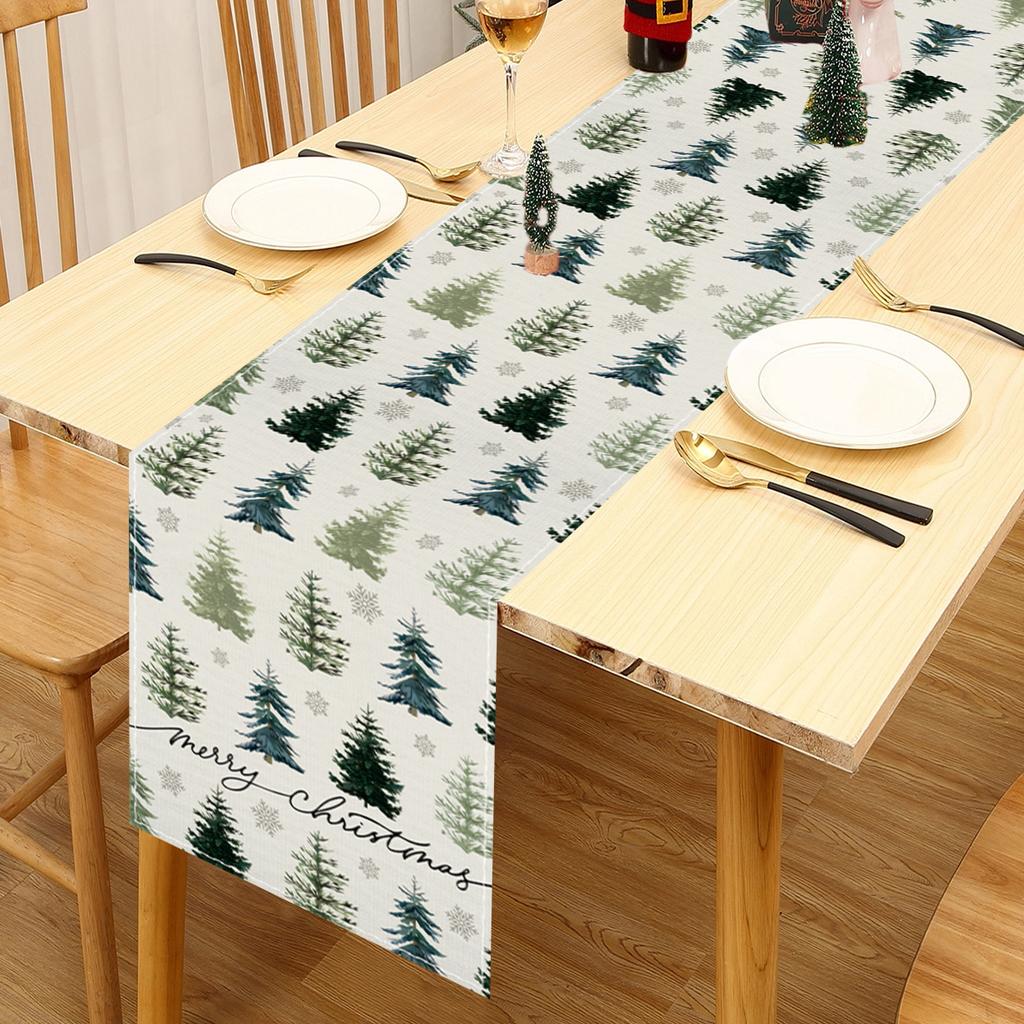 Christmas Tree Table Runner Merry Christmas Decoration 2025 Navidad Natal Xmas Gifts Snowflake Table Cover Happy New Year 2026