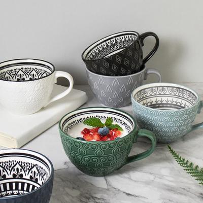 Nordic Stil Relief Textur Tasse Keramik Becher Wasser Tasse Milch Tasse Kaffee Tasse Große Kapazität