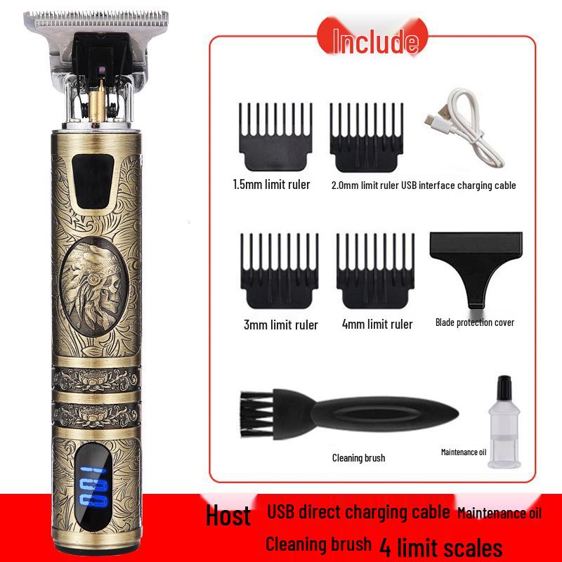 T9 Bald Electric Hair Clipper - Professional Rechargeable Engraving & Oil Head Shaver