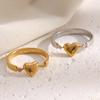 E.B.belle 18k Gold Plated Trendy Stainless Steel Small Heart Ring Waterproof Popular Women Statement Jewelry
