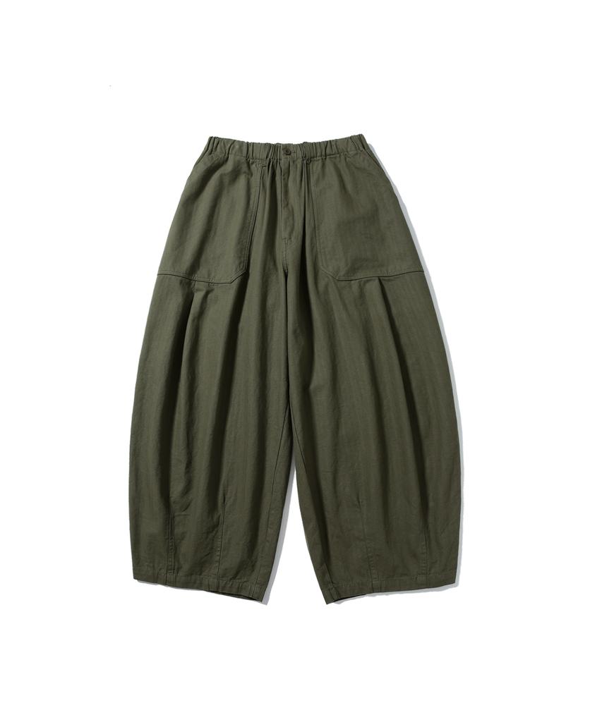 ANGLAN Herringbone Fatigue Balloon Pants - Khaki
