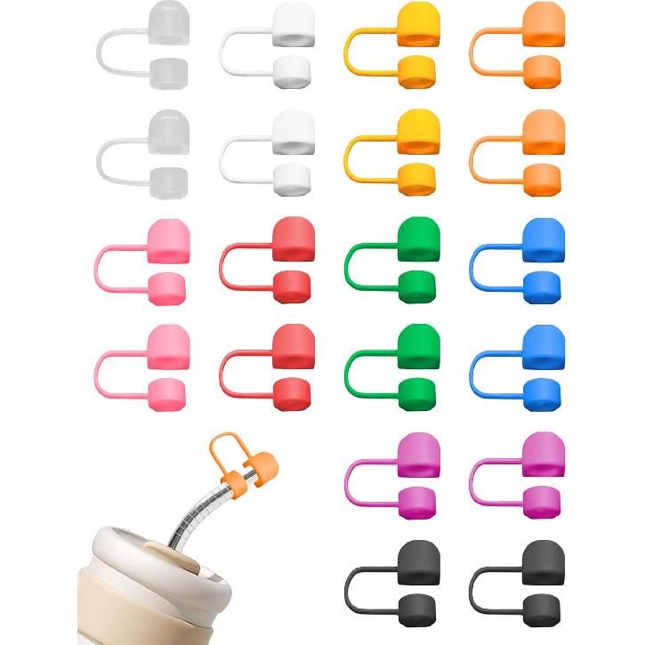 20Pcs Modern Straw Cover Cap for Stanley, Cute Silicone Colorful Straw Toppers Reble Covers for 10mm Tumbler Straws