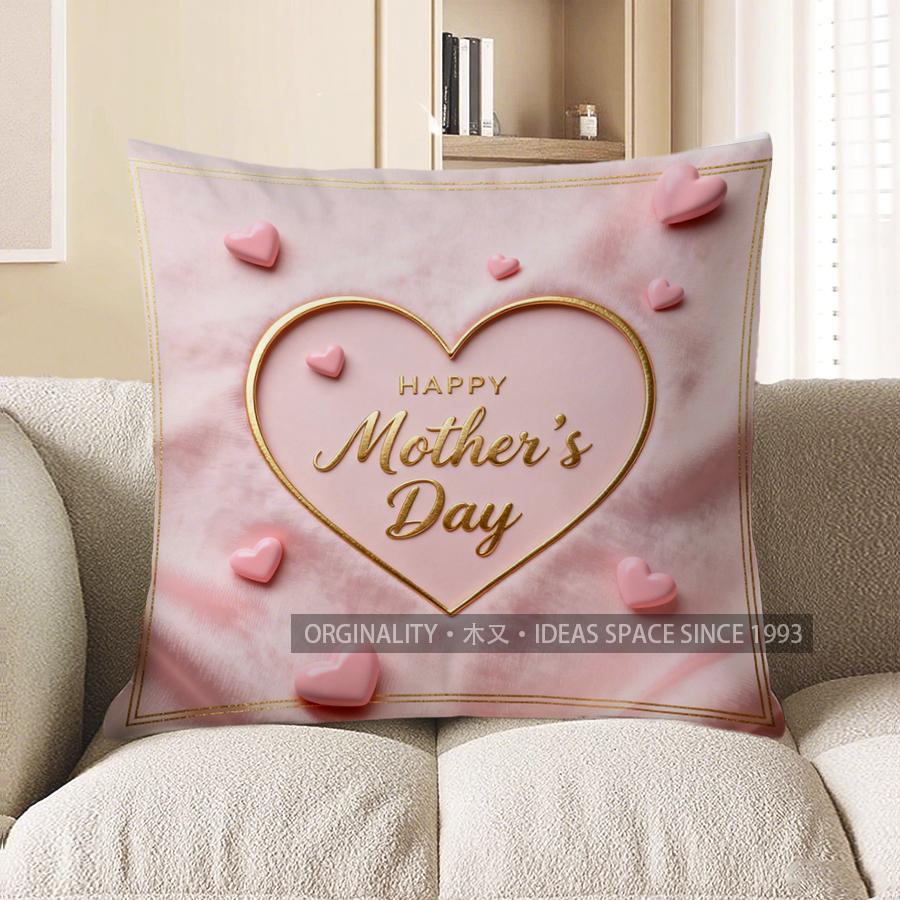 

Home Decor Happy Mother S Day Heart-Shaped Pillow Pattern Cushion Cover Suitable For Sofa Bedroom Car Pillow Cover 40x40cm