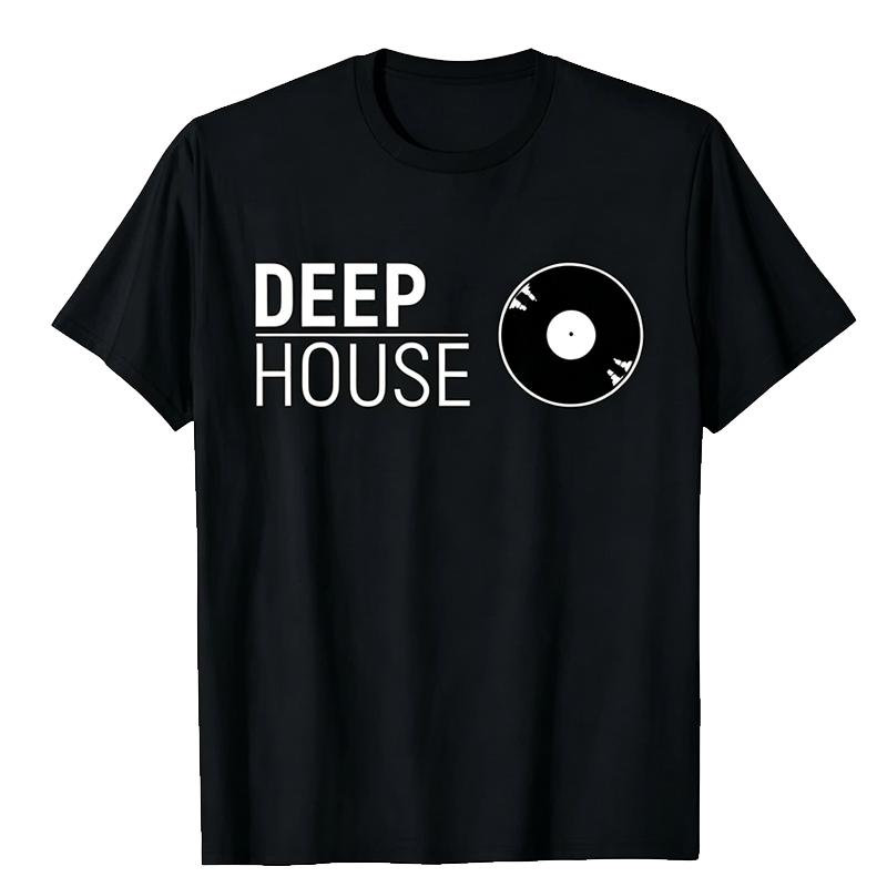 Deep House Music Art - Minimalist Design for DJ, Raver EDM T-Shirt Custom Printed Graphic T Shirts Vintage T Shirt Camisas