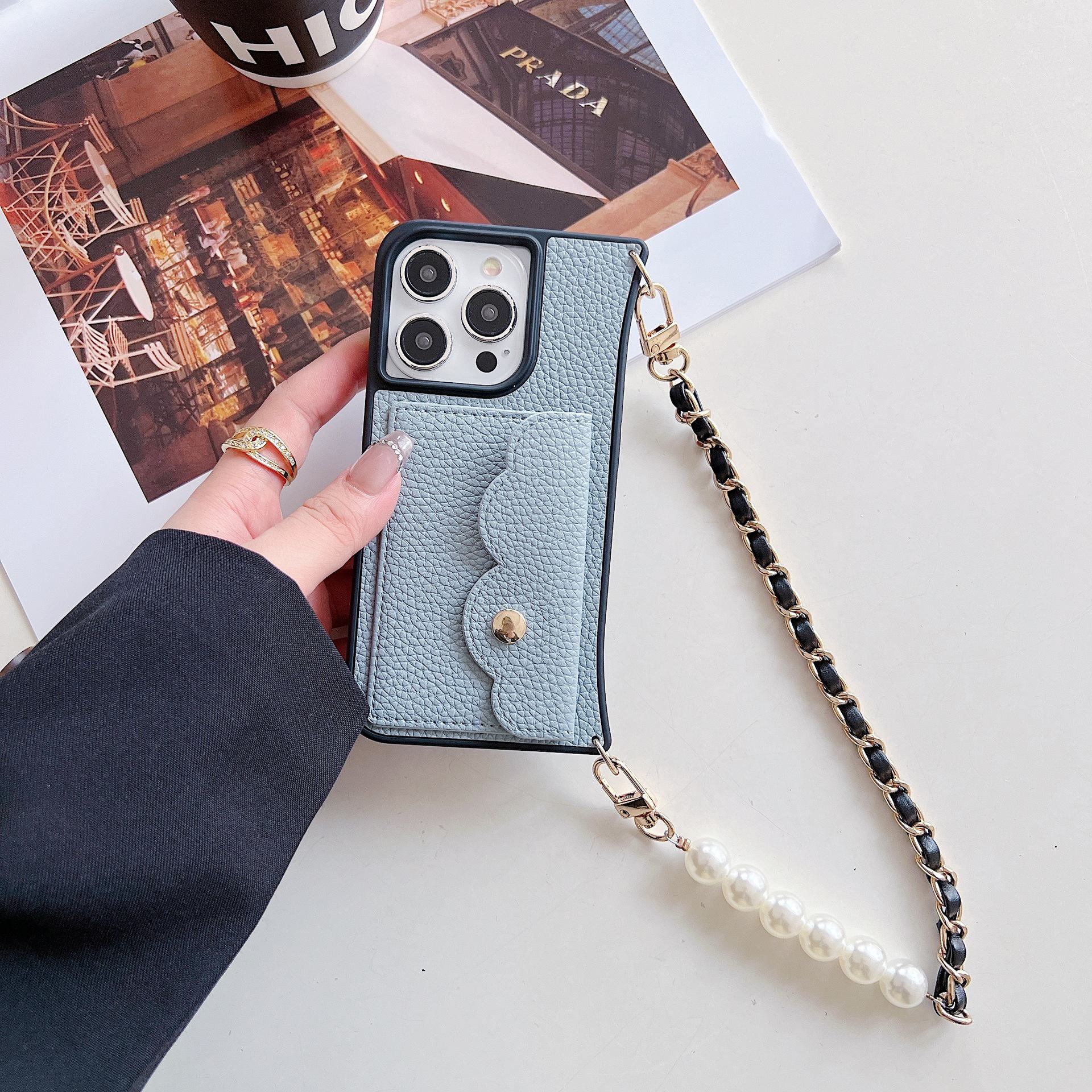 

Чехол из кожи для iPhone 16 ProMax с ремешком через плечо — отделение для карт, защита от падения, защитный iPhone 16 Pro