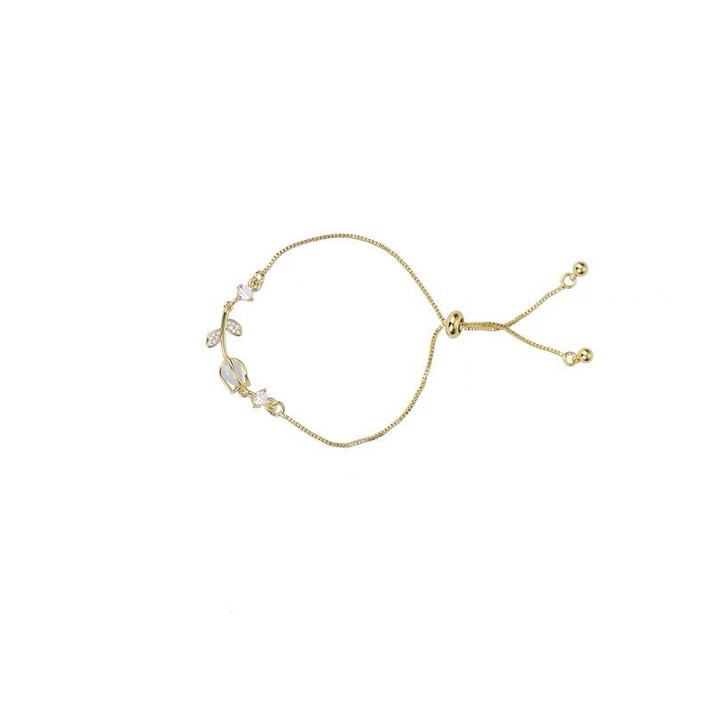 

Браслет-тюльпан: Изысканный ювелирный подарок из камня «кошачий глаз» и розы для женщин - Идеально для дня рождения лучшей подруги или девушки. золотой