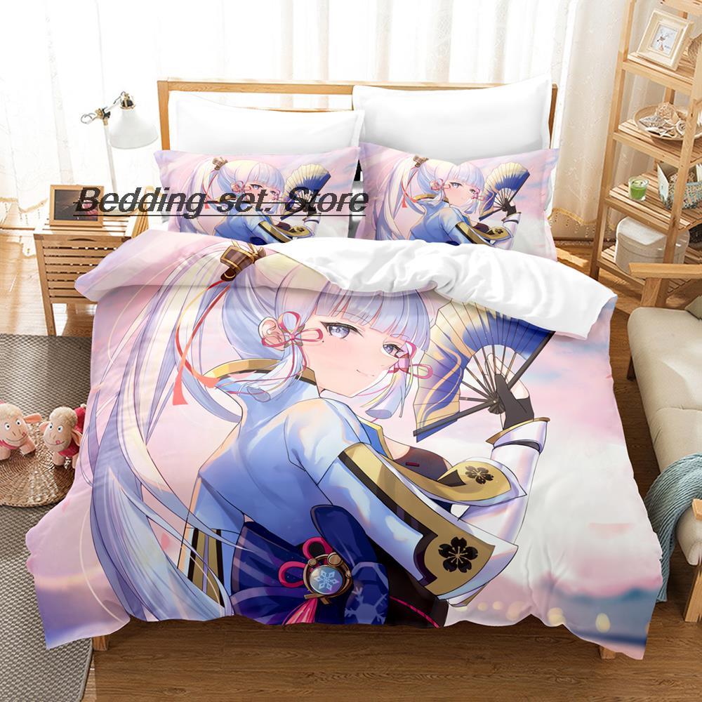 Game Genshin Impact Kamisato Ayaka Bedding Set Single Twin Full Queen King Size Bed Set Aldult Kid Bedroom Duvetcover Sets